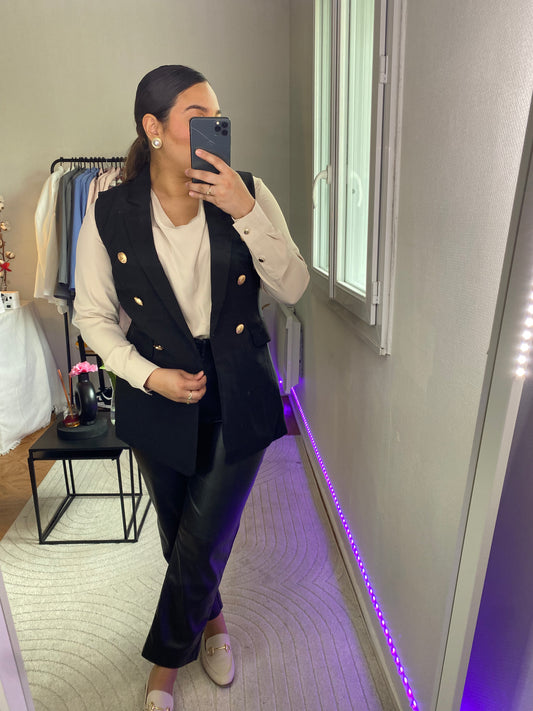 Blazer Noir Sans Manche